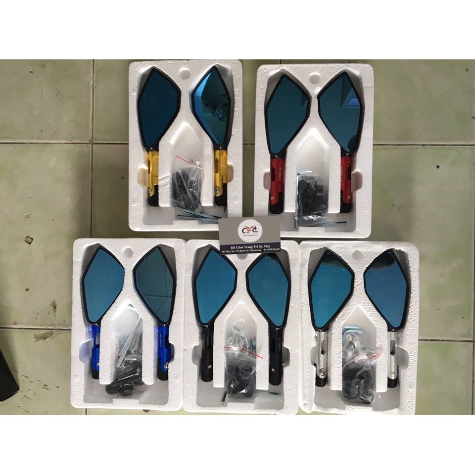Kính rizoma 5 cạnh - kiếng rizoma 5 cạnh - gương rizoma 5 cạnh full ốc gắn mọi loại xe