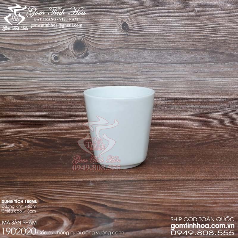 Ly cốc sứ men trắng gốm sứ Bát Tràng cao cấp