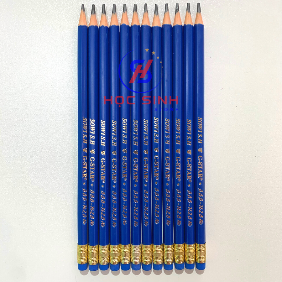 Hộp 12 Cây Bút Chì HB G-Star BBB, Thân Màu Xanh Dương, Vỏ Nhựa, Chuốt Không Gãy Vụn Chì - VPP Học Sinh Store
