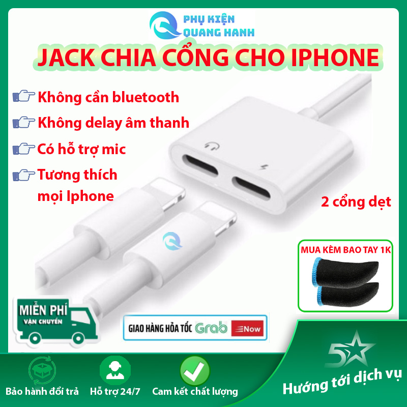 Jack Chuyển Đổi Vừa Sạc Vừa Cắm Tai Nghe (Chia 2 Cổng Chân Lightning Cho Các Dòng iPhone)