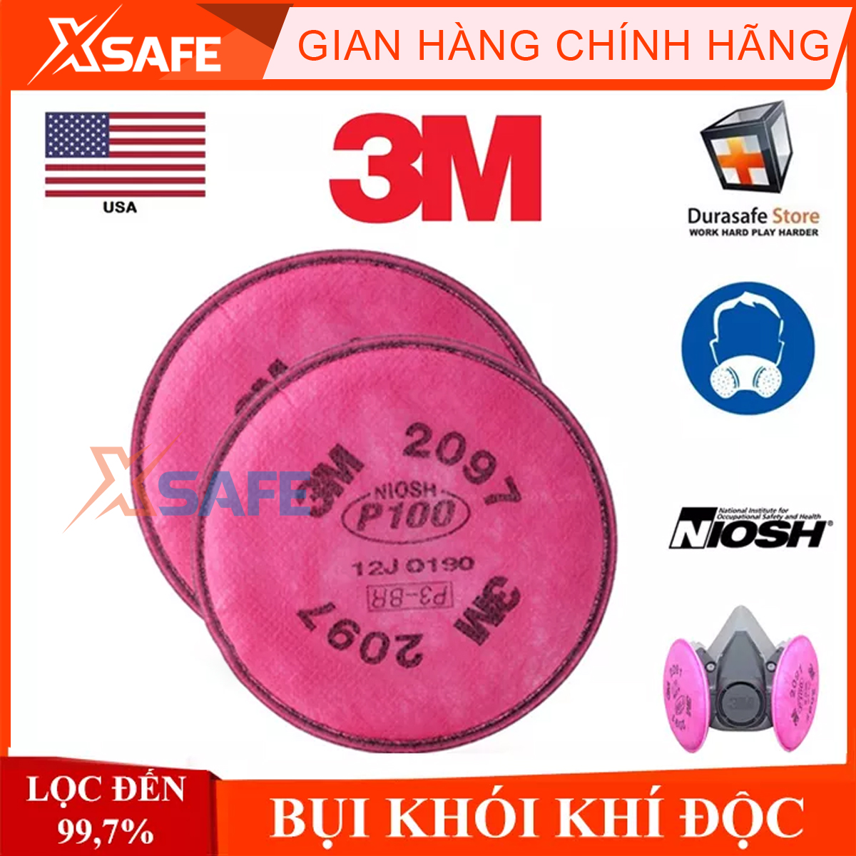 PHIN LỌC 3M 2097 CHUYÊN DÙNG CHỐNG KHÍ HÀN VÀ KHÓI ĐỘC GIÚP BẢO VỆ HÔ HẤP TRONG NHIỀU MÔI TRƯỜNG KHÁC NHAU ( CHƯA BAO GỒM MẶT NẠ )