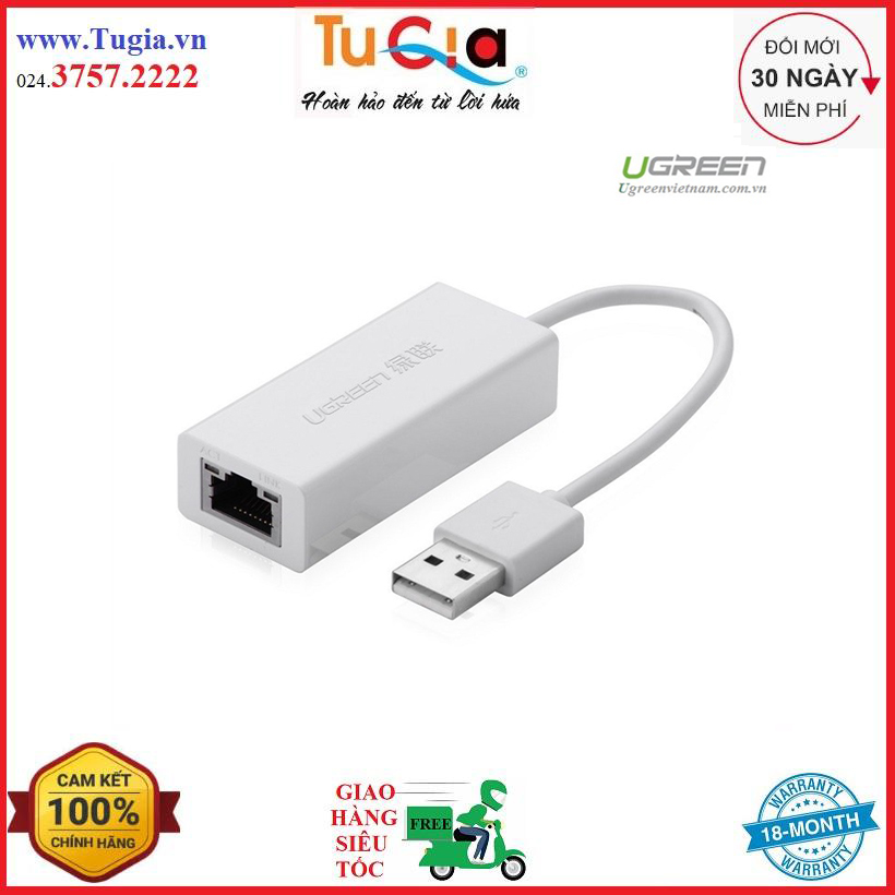 Dây Cáp Chuyển USB Sang Cổng LAN 2.0 Ethernet 10/100 Mbps Ugreen 20253 - Hàng Chính Hãng