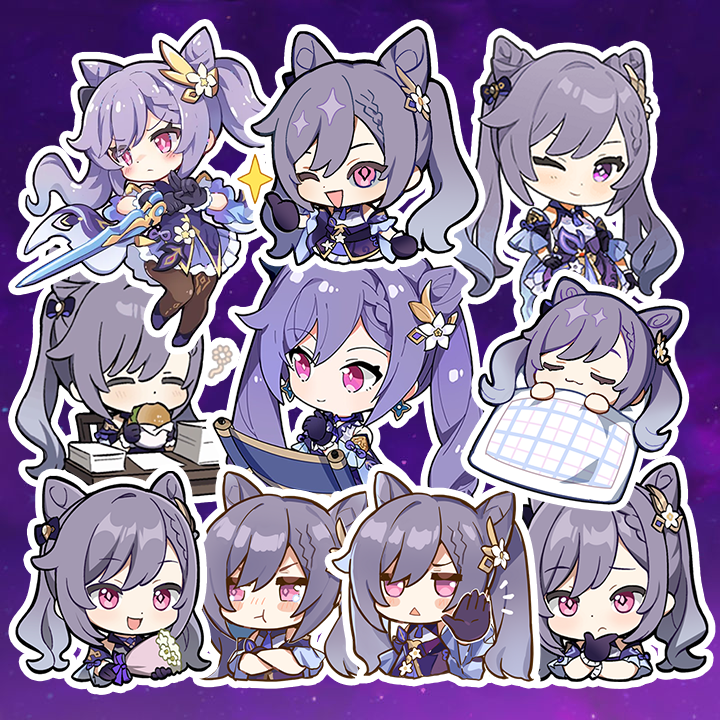 [Genshin Impact] Sticker Keqing - Hình dán chibi keqing ( set 10 hình )