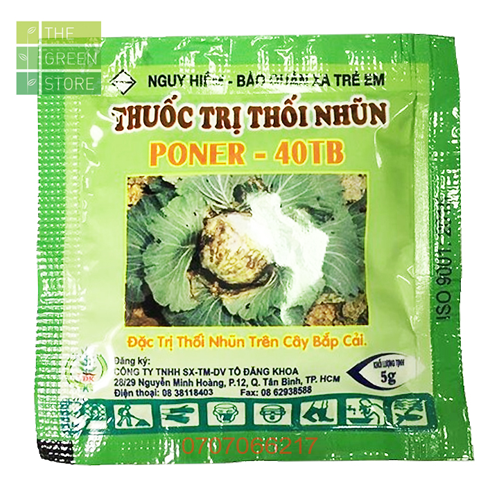PONER-4TB (5g) phòng trừ thối nhũn lá và trái do vi khuẩn cho hoa lan, hoa cây cảnh, rau màu, cây ăn quả