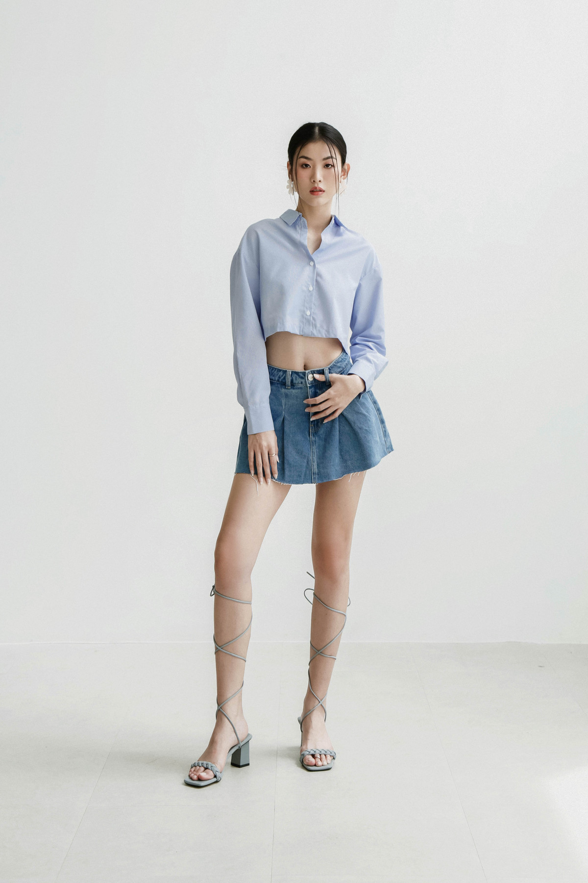 Chân váy jean xếp ly MIEU - JS39