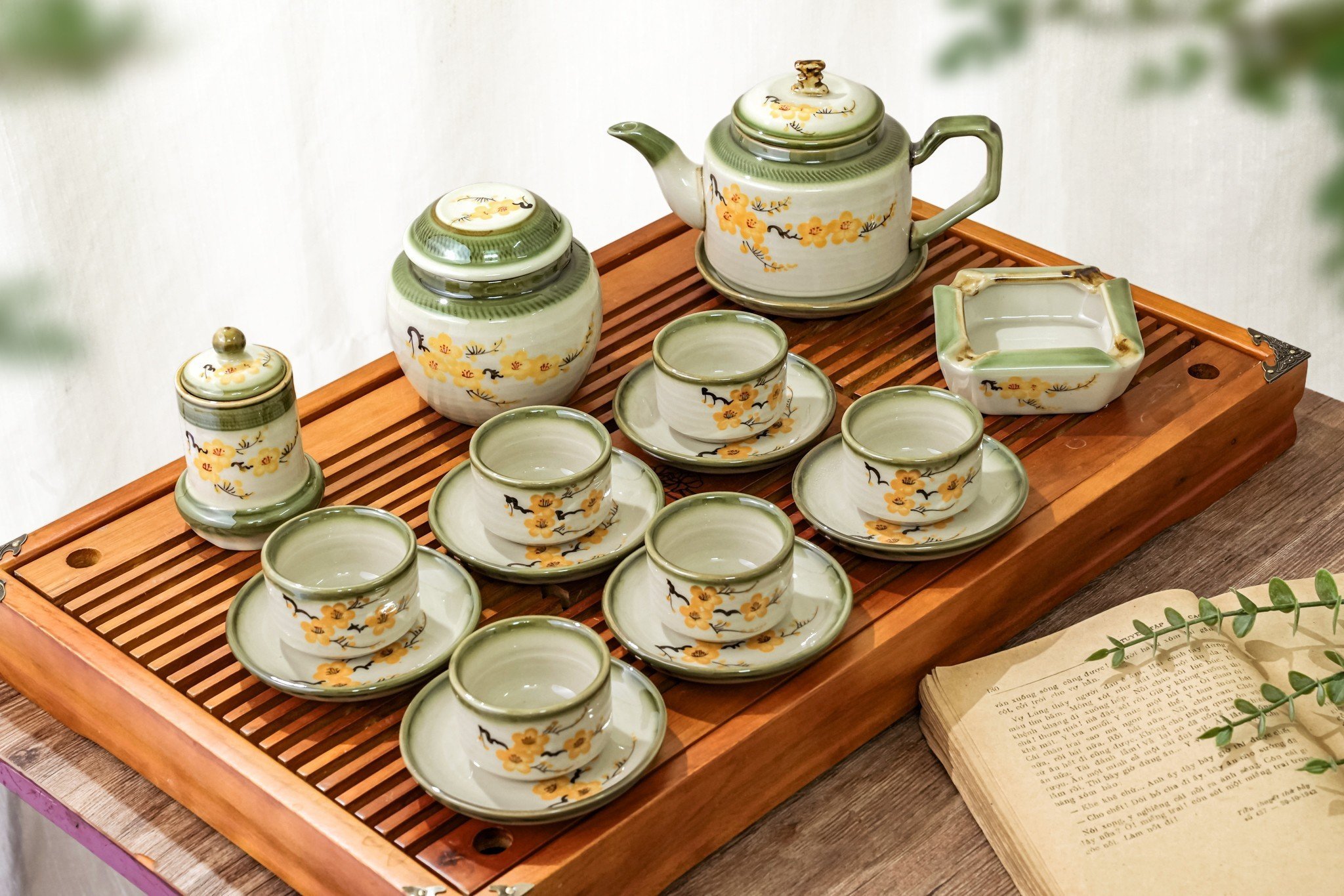 Ấm chén gốm sứ bát tràng bộ ấm chén pha trà cao cấp bộ trà đẹp