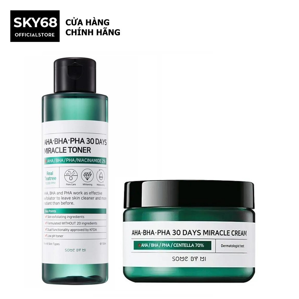 Combo 2 sản phẩm giảm mụn "thần kỳ" some by mi aha-bha-pha 30 days miracle