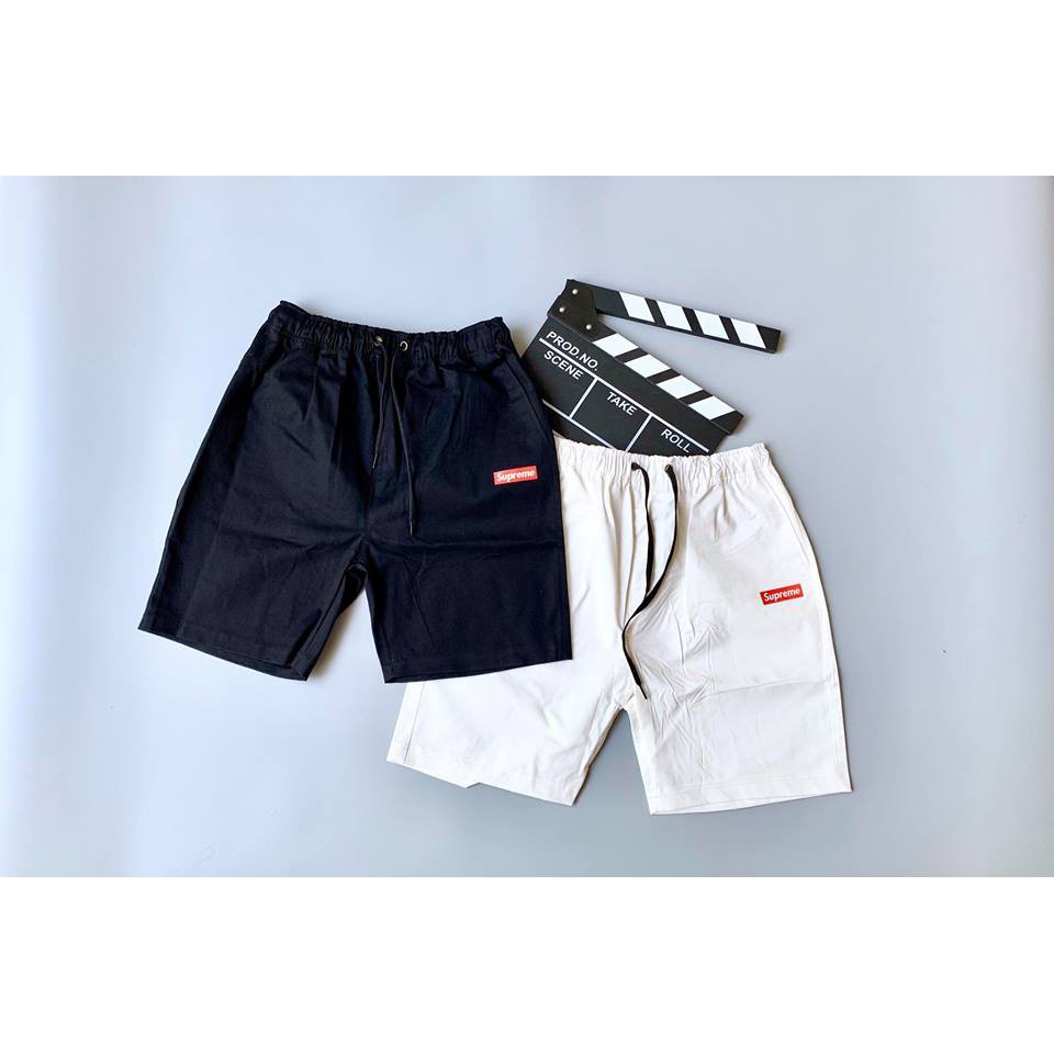 Quần Short Kaki Supreme Ngắn Nam Nữ Co Giãn Unisex Vải Dày