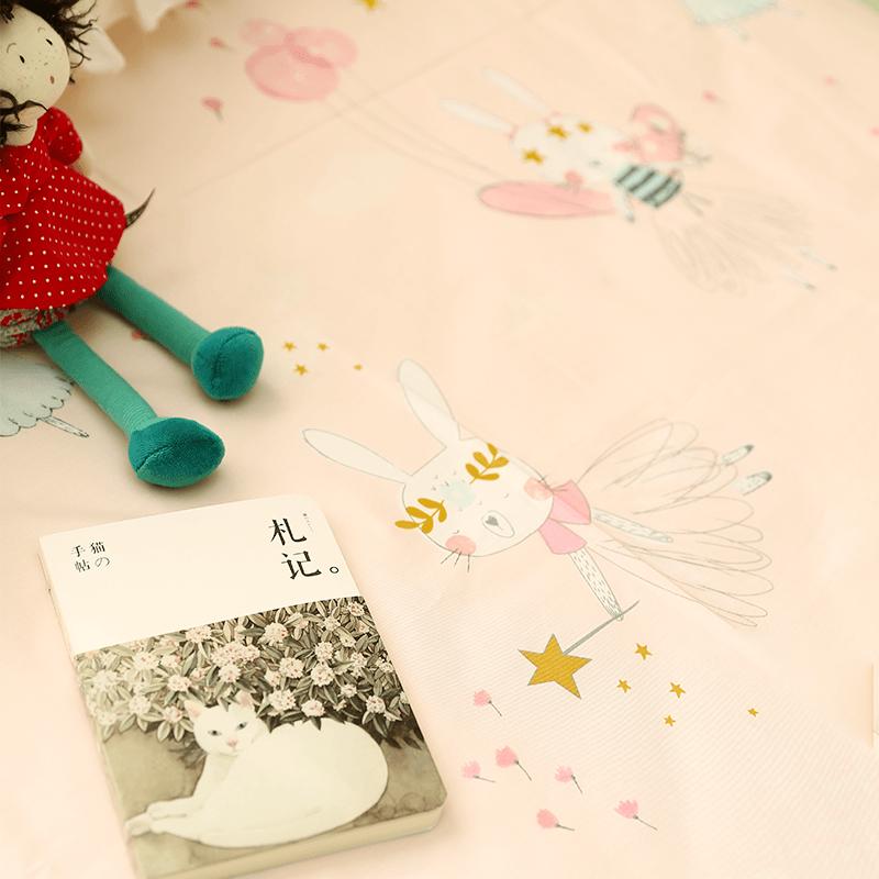 Xiaomi Màn Thầu Hồng ELF Thỏ Con Vẽ Tay Đám Mây Sao Hoạt Hình Đơn Chiếc 100% Cotton Ga Trải Giường Ga Bọc Đệm Hai Màu