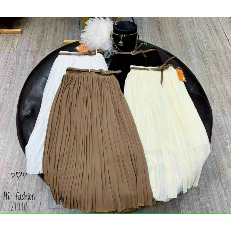 CHân váy xếp ly nữ dài qua gối