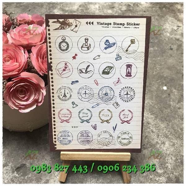 Sticker dán vintage (6 tờ)