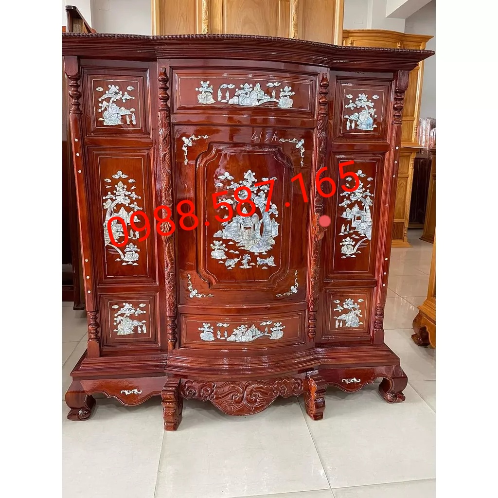 Tủ thờ gỗ căm xe cẩn đá 1M48 (FREESHIP 60 KM ) hhh