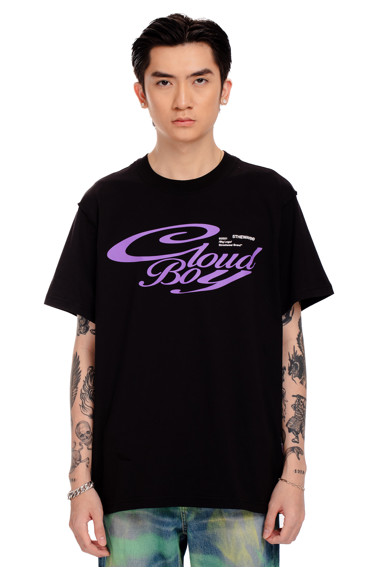 Áo thun tay ngắn cổ tròn 5THEWAY® /cloud boy/ SQUARE TEE
