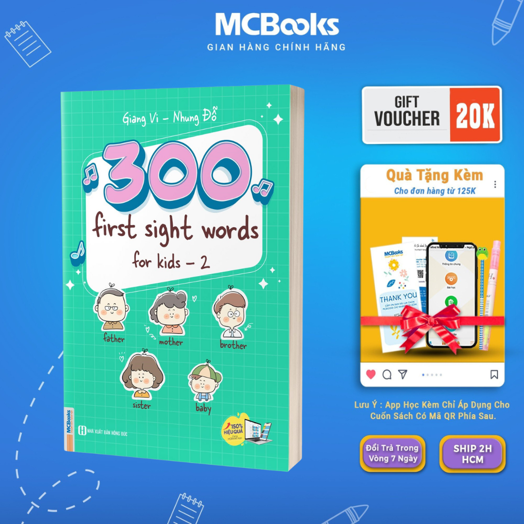 Sách - Combo 300 First sight words for kid (Tập 1 + Tập 2) - MCBooks