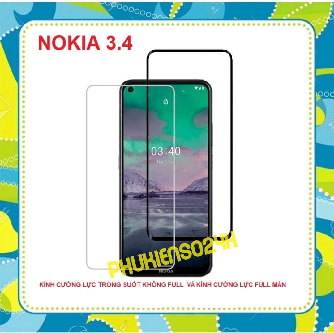 Kính Cường Lực Full Màn Nokia 3.4 - Kính cường lực trong suốt không full Nokia 3.4