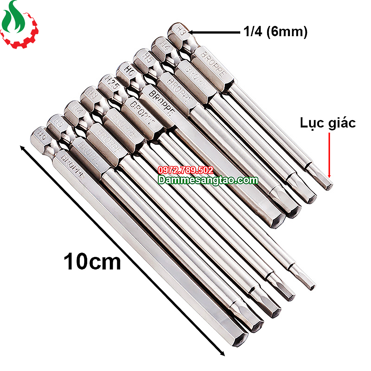 Mũi lục giác chuôi lục giác broppe dài 10cm