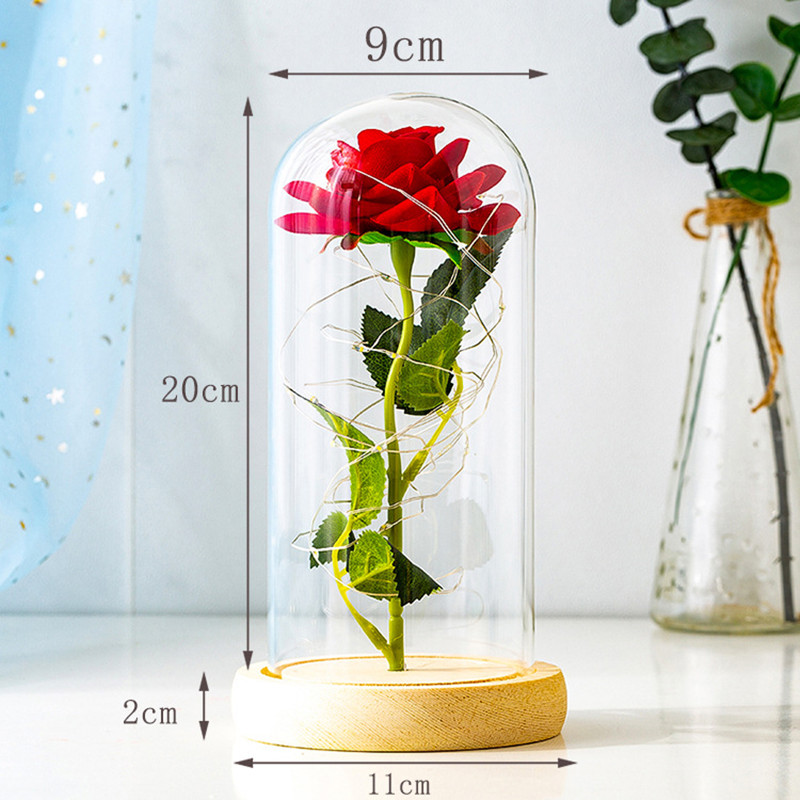 Ngày Valentine Quà Tặng Cho Bạn Gái Vĩnh Cửu Rose LED Ánh Sáng Lá Hoa