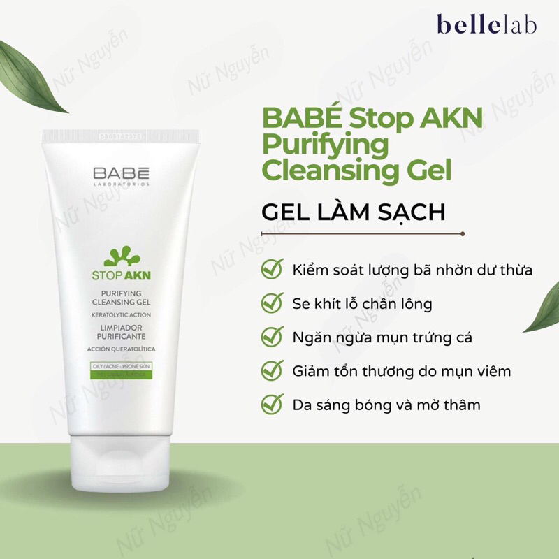 SỮA RỬA MẶT BABE STOP AKN PURIFYING CLEANSING GEL