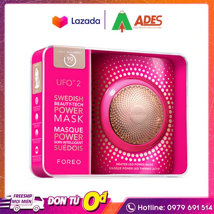 Máy đắp mặt nạ thông minh foreo ufo 2 full - bảo hành 2 năm, tương thích với tất cả mặt nạ foreo, trị liệu nhiệt và làm lạnh bằng đèn led