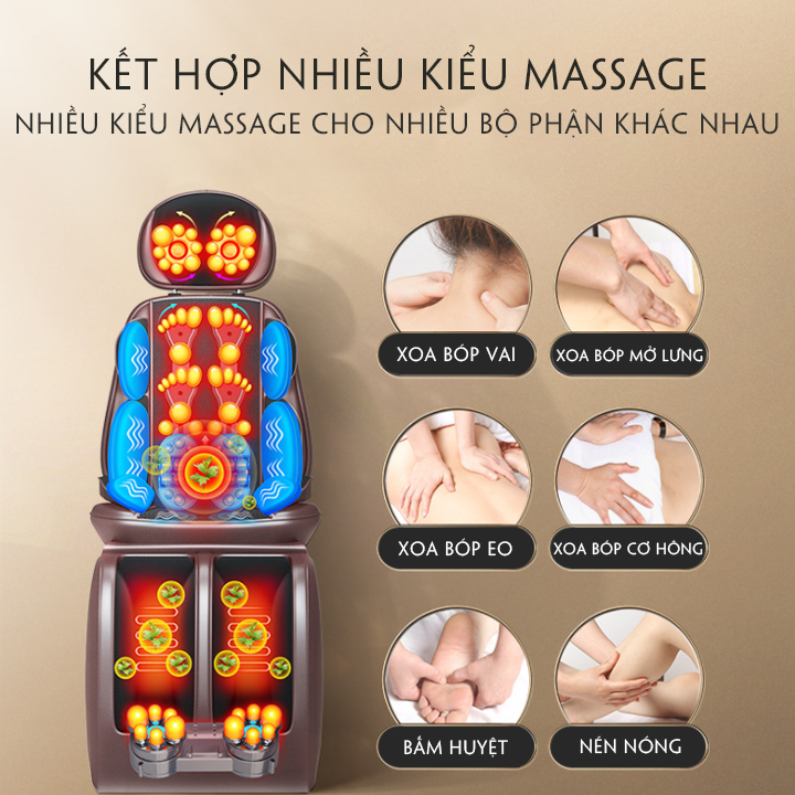 Ghế massage toàn thân cao cấp - Ghế mát xa đa năng hồng ngoại tại nhà vật liệu cao cấp sử dụng con lăn 3D, mát xa 5 vùng độc lập