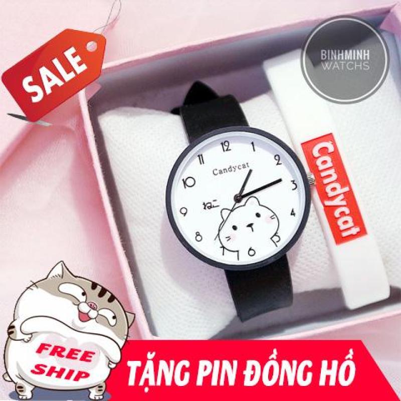 Nơi bán Đồng hồ nữ, đồng hồ dây cao su, đồng hồ thời trang nữ Candycat dây cao su bền, nhiều màu, hình mèo mập Ami dễ thương, chịu nước sinh hoạt (tặng kèm pin) - halystore