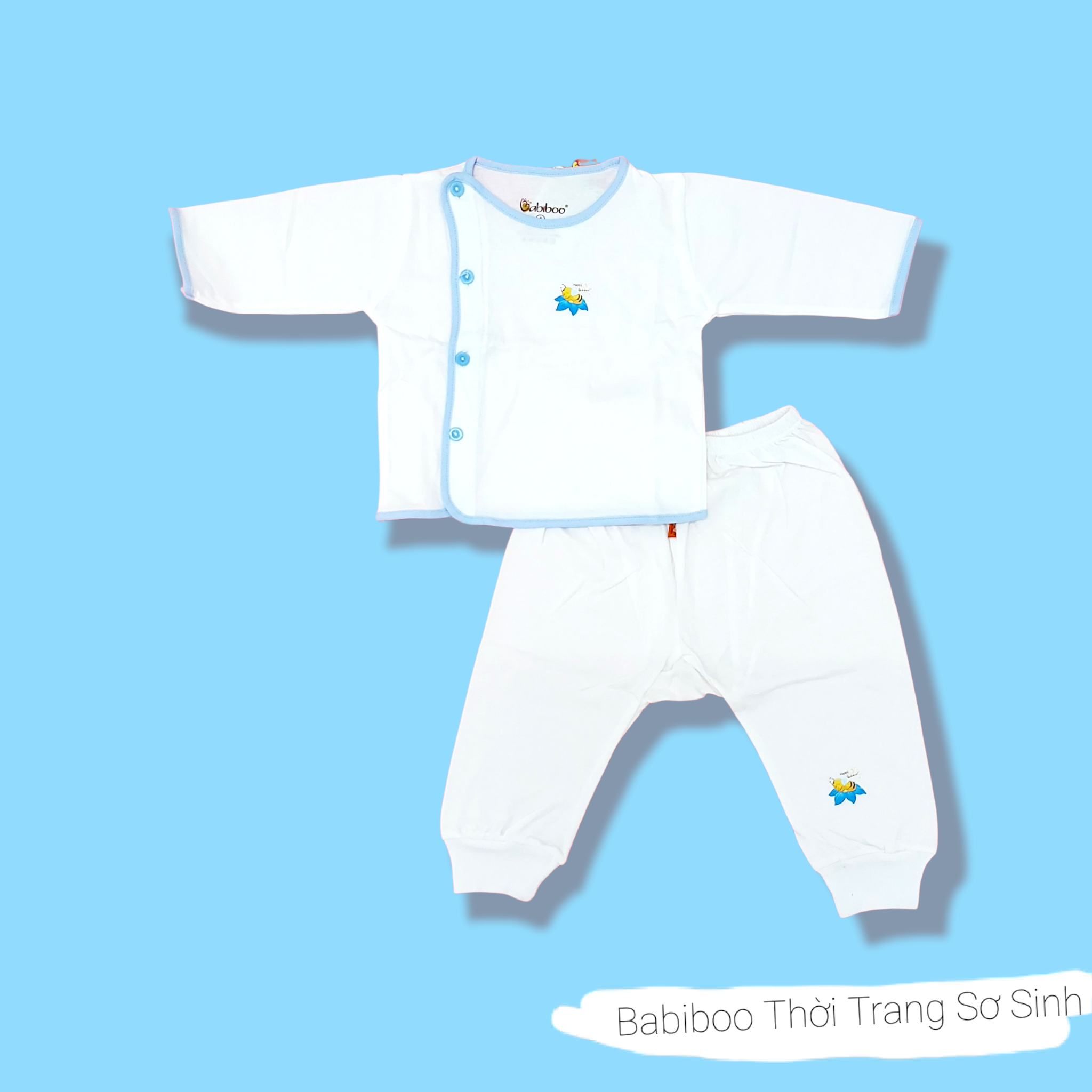 Bộ cotton sơ sinh dài tay cho bé BABIBOO - BBC27