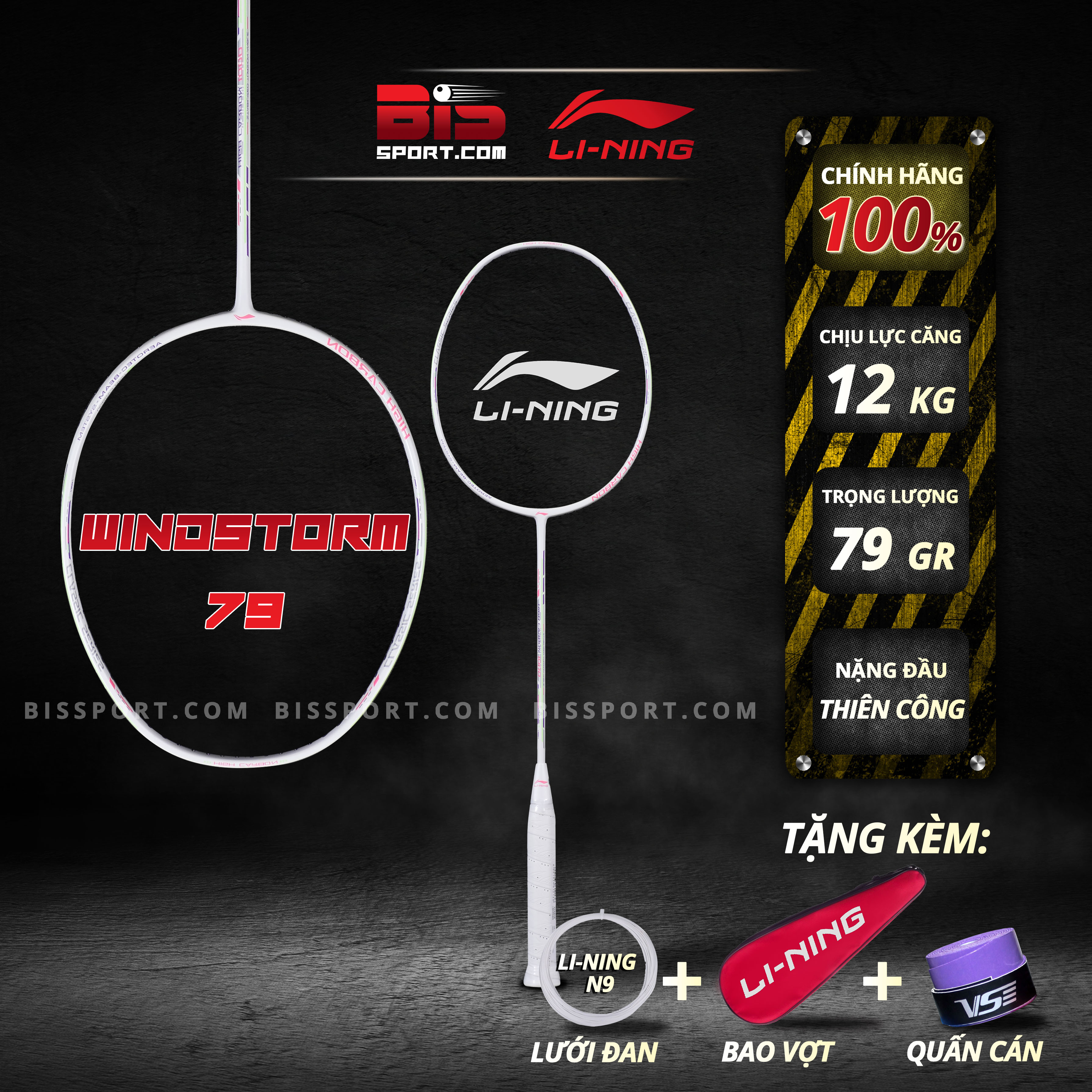 Vợt cầu lông lining windstorm 79s chính hãng - dòng vợt có lối đánh kiểm soát cao , đầu vợt hơi nặng