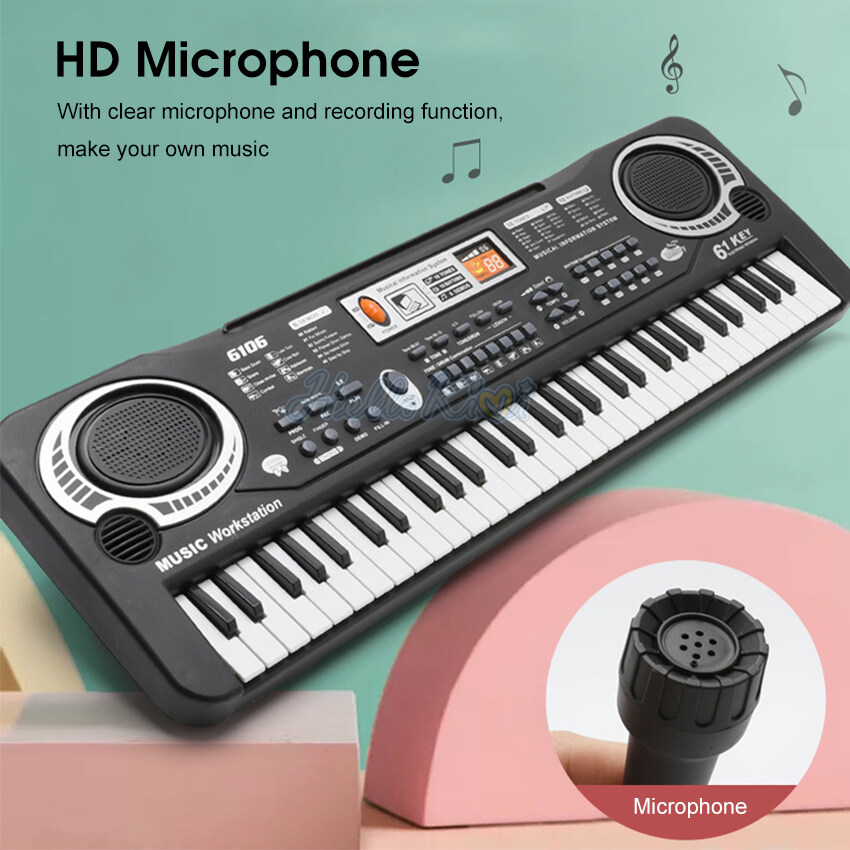 Bộ đồ chơi đàn điện tử piano cao cấp 61 phím kèm mic hát cho bé tập làm nhạc sĩ, ca sĩ, giúp bé phát triển khả năng âm nhạc - Đàn cắm điện trực tiếp hoặc dùng pin mẫu mới 2023