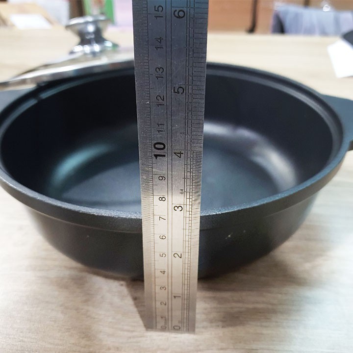 [HCM]Nồi lẩu gang nắp kính 18cm