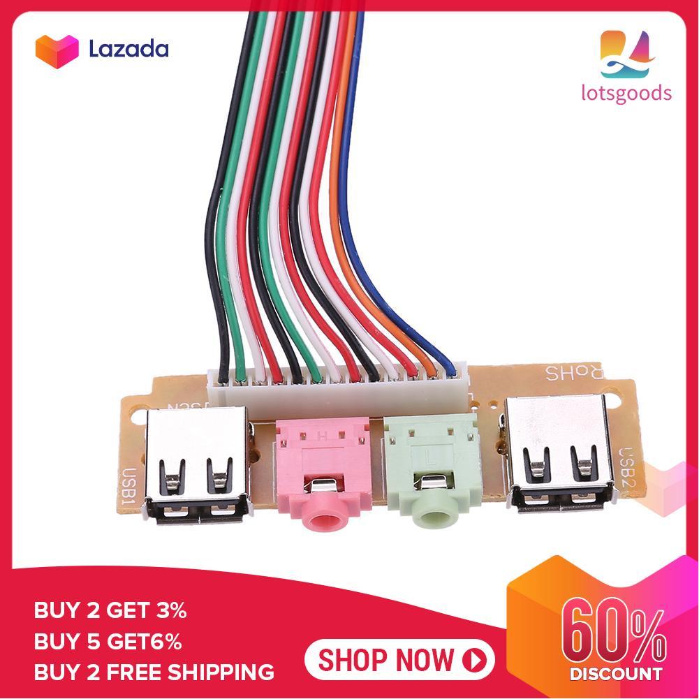 [miễn phí vận chuyển] {lotsgoods}2 USB 2.0 Ports PC Computer Case Front Panel USB Audio Port Mic Earphone Cable - intl