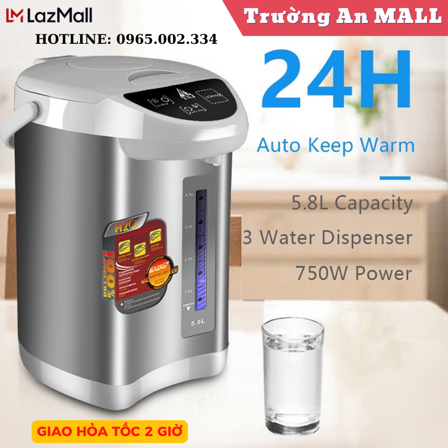 bình thủy điện, phích đun nước nóng, bình thủy đun nước, bình thủy điện 5 lít, Bình Thủy Điện Đun Nước Nóng 5.8L KAW Electric Pot - Phíc Đun Nước Nóng Công Nghệ Nhật Bản, tiết kiệm điện, dễ sử dụng - Bảo Hành 12T