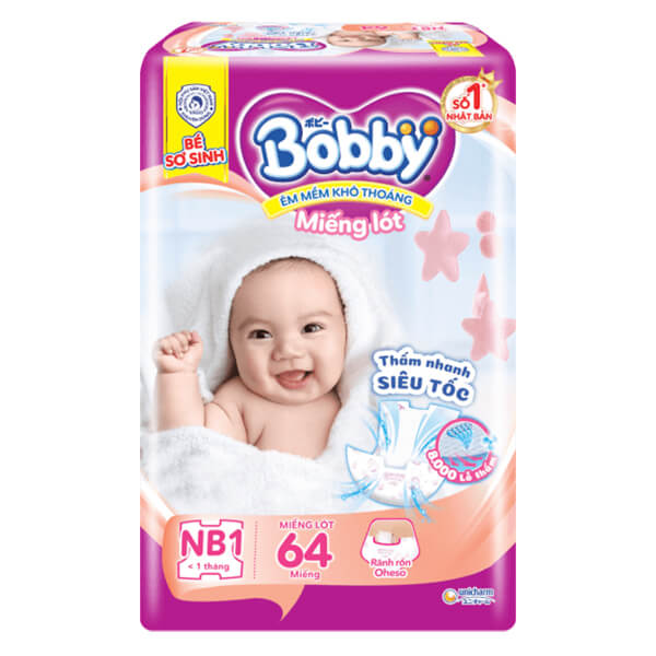 Miếng lót sơ sinh bobby nb1 108/ nb1 64 miếng