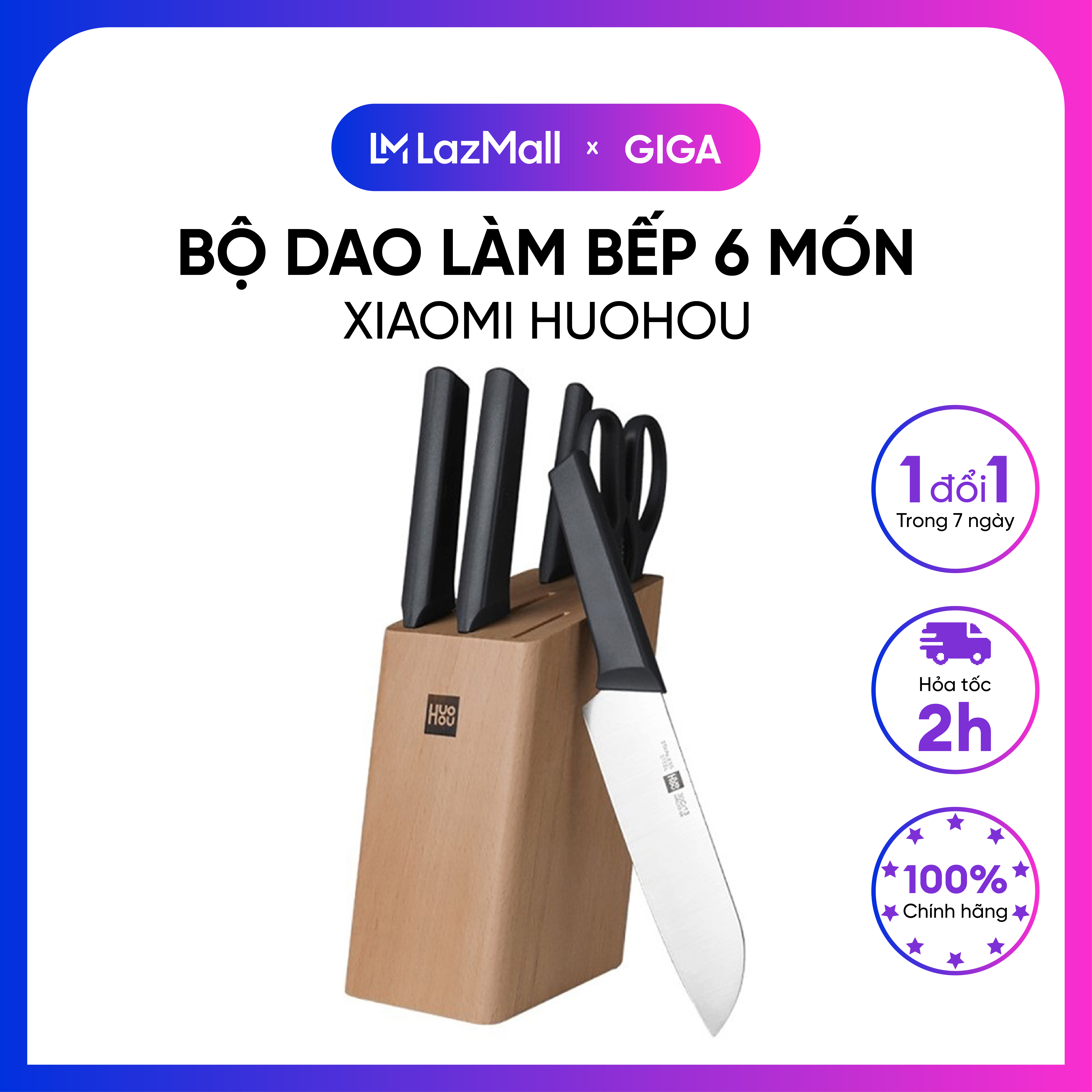 [ Hỏa tốc HN - HCM ]  Bộ dao làm bếp 6 món Xiaomi HUOHOU