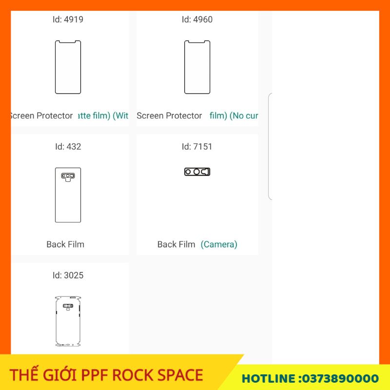 Dán màn hình PPF Samsung Galaxy Note 9 ( Có Mặt trước, Mặt Sau, Full bộ theo lựa chọn) Rock Space