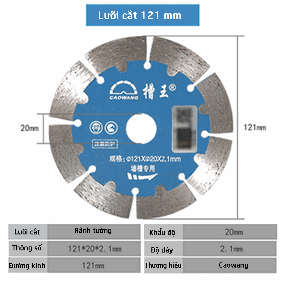 Lưỡi cắt rãnh tường Caowang Ø121 mm