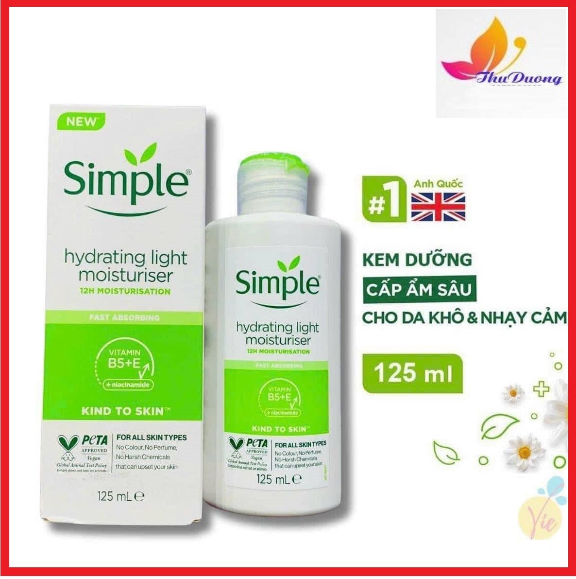 Kem Dưỡng Ẩm Simple Kind To Skin Hydrating Light Moisturiser Cho Da Dầu