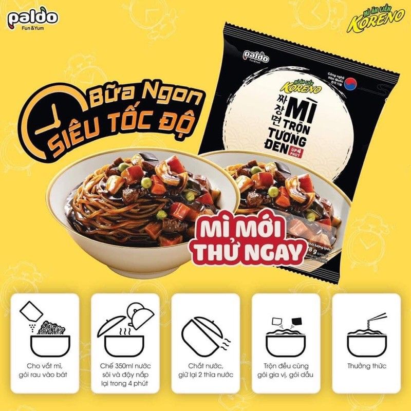 5 gói Mì trộn tương đen Koreno Hàn Quốc