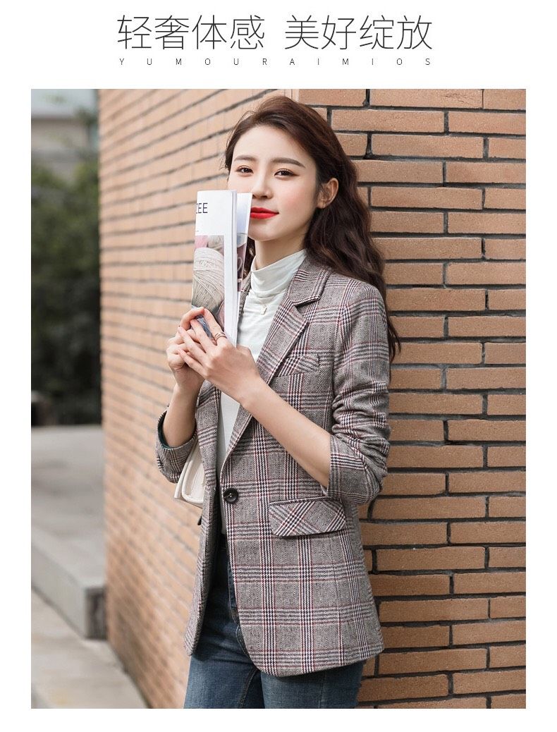 Áo khoác vest nữ sọc caro cao cấp