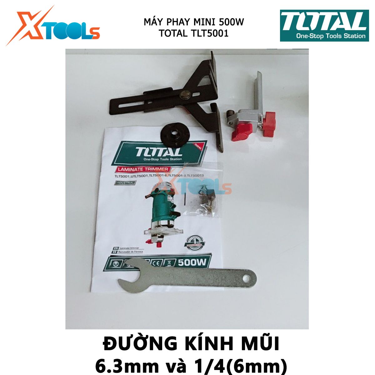 Máy phay mini đa năng  TOTAL TLT5001 Máy phay mini cầm tay có điện thế220-240V Công suất 500W, Tốc độ: 3500rpm, 6.3mm and 1/4" XTOOLs