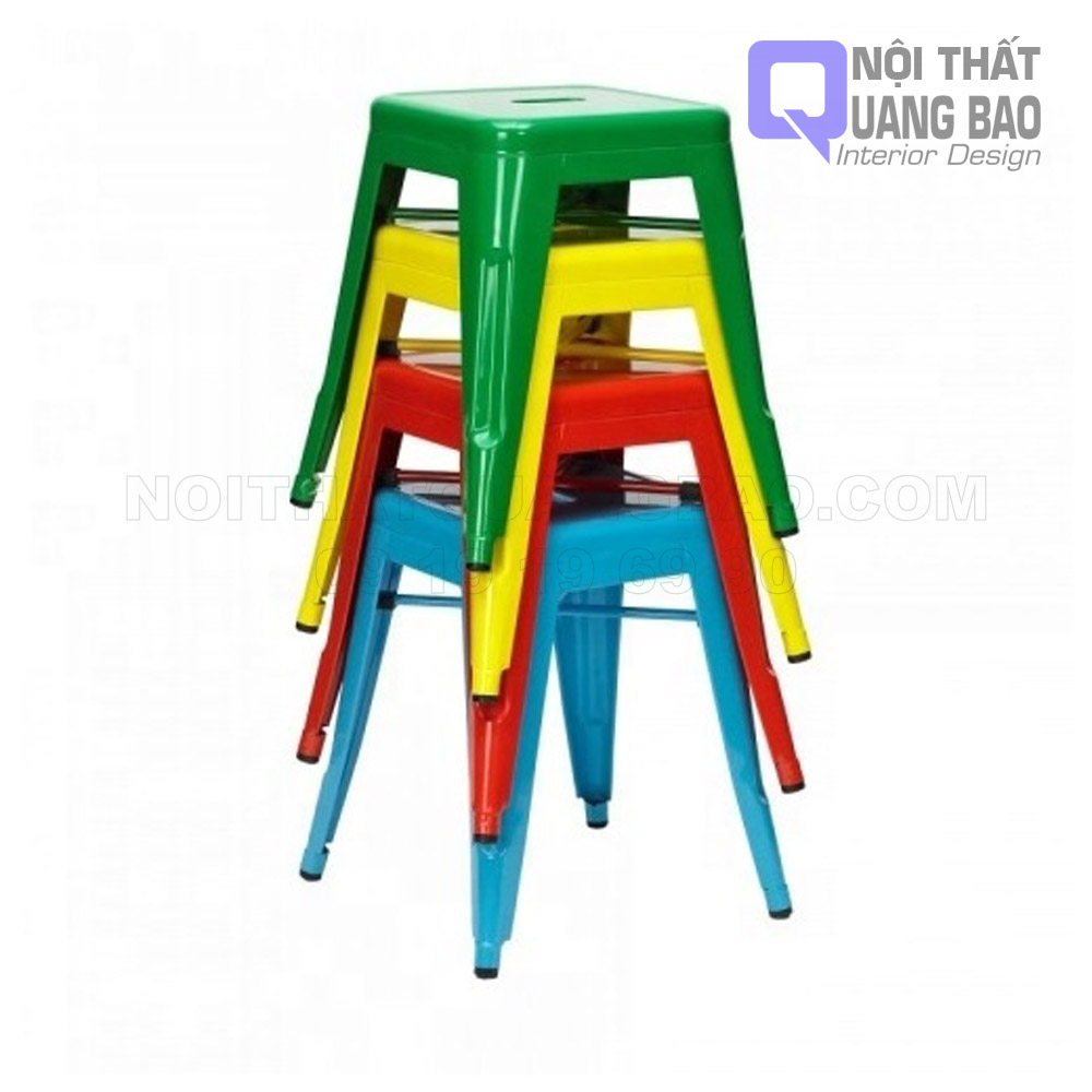 (HCM)Ghế Tolix Sắt Sơn Tỉnh Điện Có Lưng Tựa (QB-GTL04)