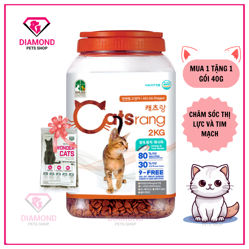Thức ăn hạt cho mèo mọi lứa tuổi CATSRANG túi 3kg thơm ngon bao bì mới