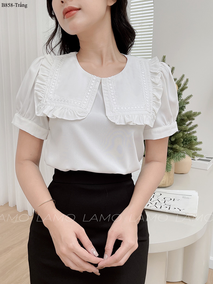 ÁO SƠ MI NỮ BÈO NHÚN TRẺ TRUNG -B858