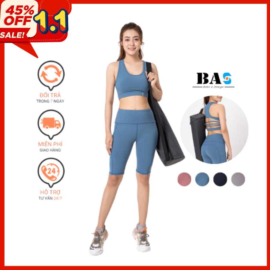 Đồ Tập Gym nữ BAS -Sportwear Áo Croptop Phối Quần Short Chất Liệu Thun Dày