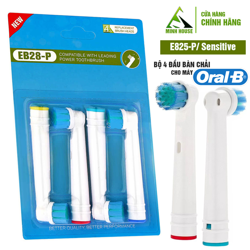 Cho máy Oral B Braun, EB28-P Sensitive bộ 4 Đầu Bàn Chải đánh răng điện
