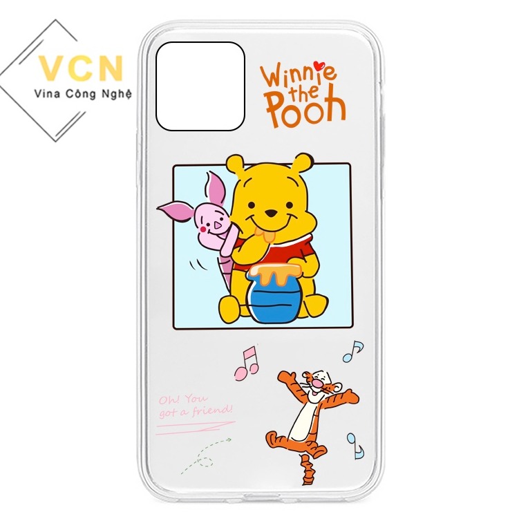 [HCM]Ốp lưng đủ dòng Iphone 5G/6S/6 Plus/7G/8G/X/Xs/Xs Max/11/11 Pro/12/12 Pro Max/...dẻo trong in hình phim hoạt hình Gấu Pooh(sản phẩm có 2 hình)