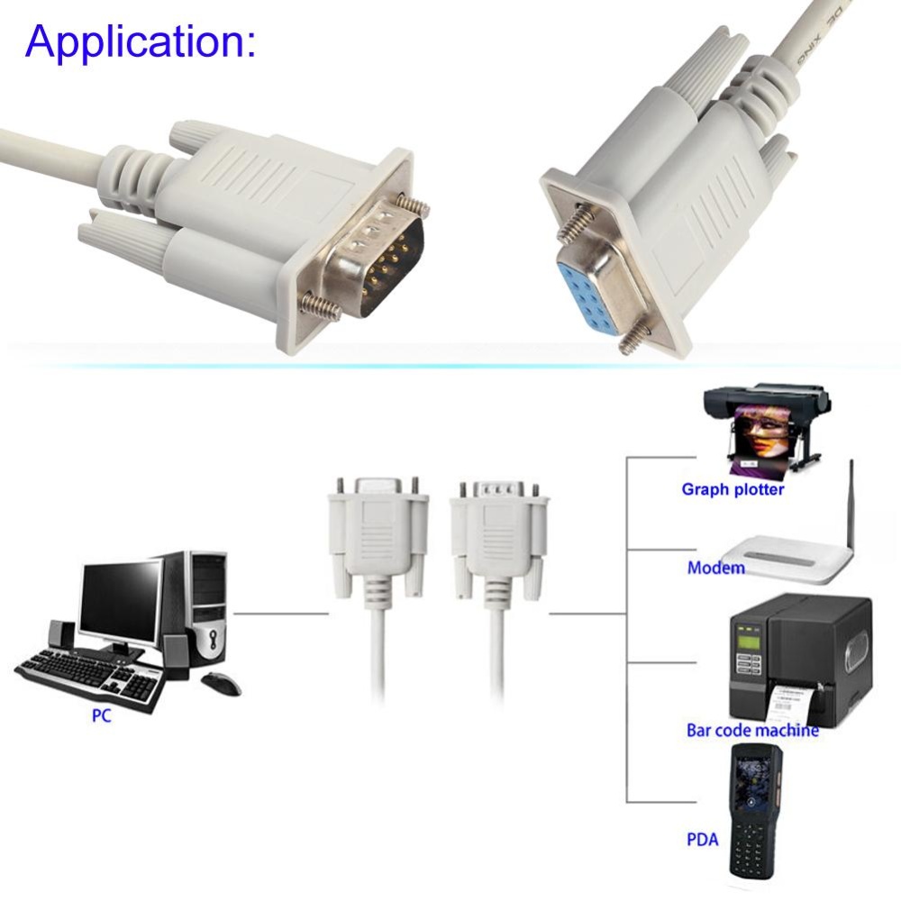 RS232 Male To Female DB9 HDMI Adapter Cable Serial Port Cable 1.2met