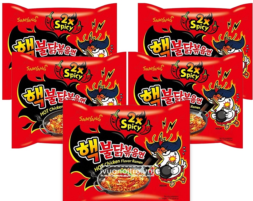 Lốc 5 Gói Mì Khô Gà Siêu Cay 2x Samyang 140g Gói