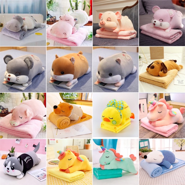 Gấu Bông Có Mền - Chăn Gối Văn Phòng 3in1