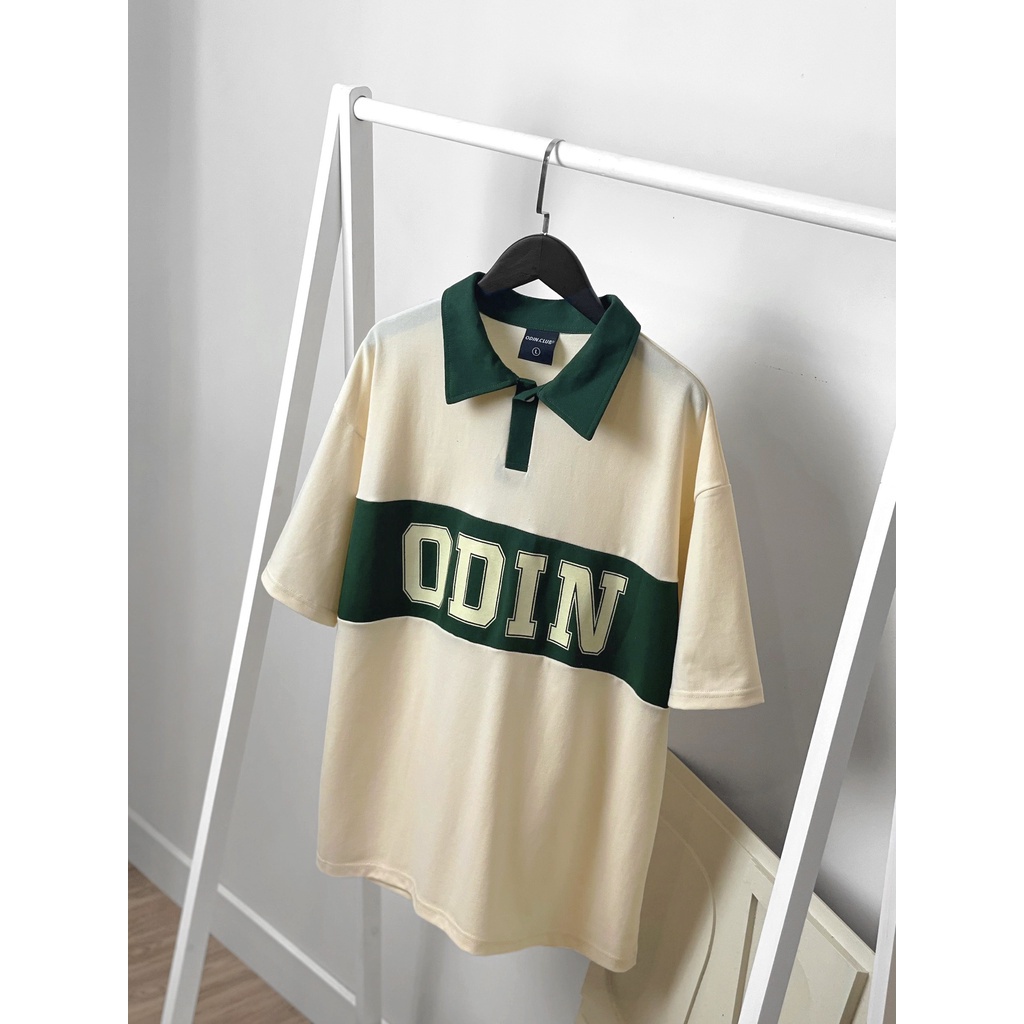 Áo polo nam nữ odin phối xanh trắng hariqueen