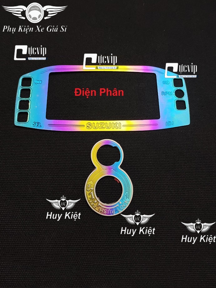 Combo miếng dán viền đồng hồ titan và miếng dán ổ khóa titan cho xe raider fi, satria fi ms4361